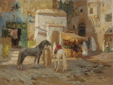 市壁の外で休息中 フレデリック・アーサー・ブリッジマン アラブ Oil Paintings